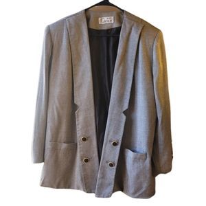 Vintage Atrium Collection Black and Gray  Shoulder Pad Open Long Blazer